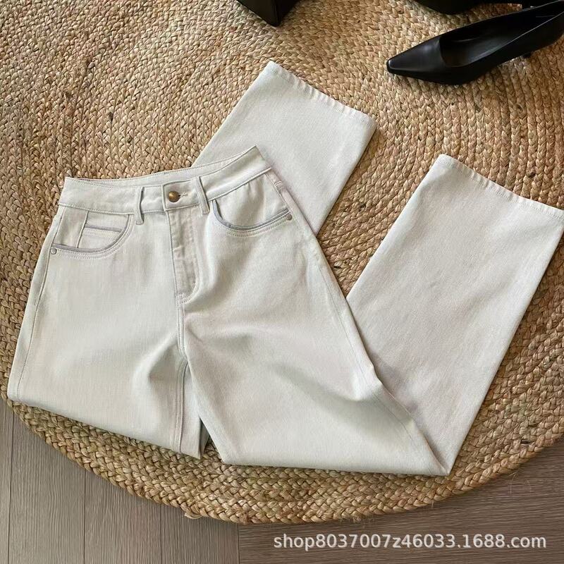 【Lp High-End Straight Leg Jeans】Imported Four-Way Stretch Denim 2026 Spring/Summer New Blue and White Straight-Leg Jeans