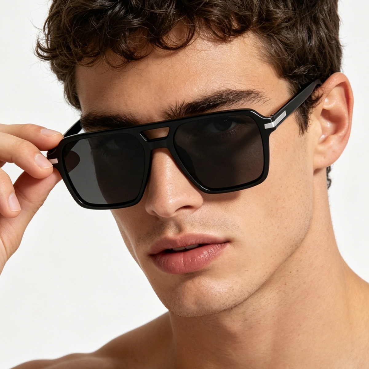 Nuevas gafas de sol de aviador con montura cuadrada de doble viga de estilo europeo y americano de Raine para hombre, gafas de sol ligeras anti-UV para ciclismo al aire libre