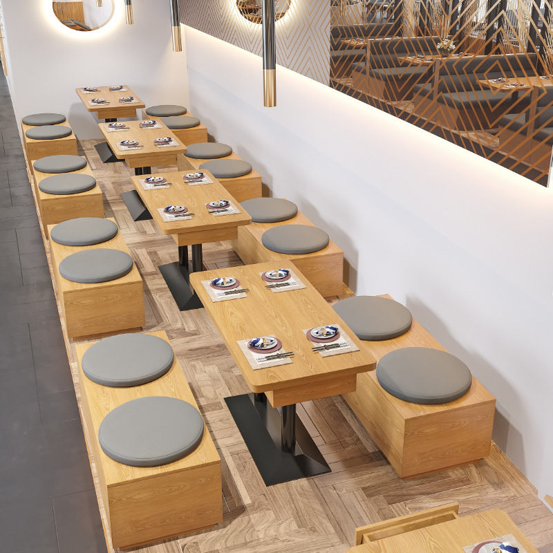 餐饮饭店西餐厅面馆食堂烤肉店定 制靠墙储物卡座沙发休闲桌椅组