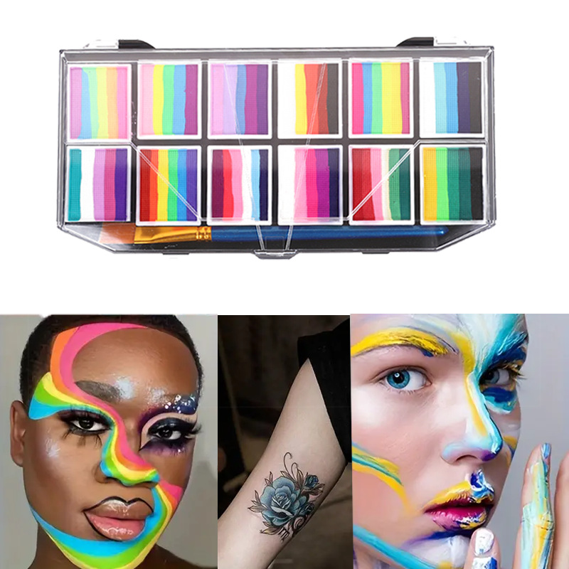Pintura corporal transfronteriza pigmento facial lavable 12 grados de crema de pintura profesional para niños color facial festivales ópera color facial