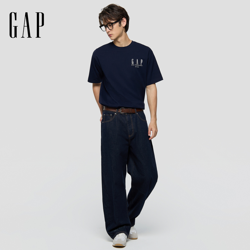 Cross-Border 2026 Summer New Style Printed Gap Logo Round Neck Loose Short-Sleeved T-Shirt Unisex Casual Top