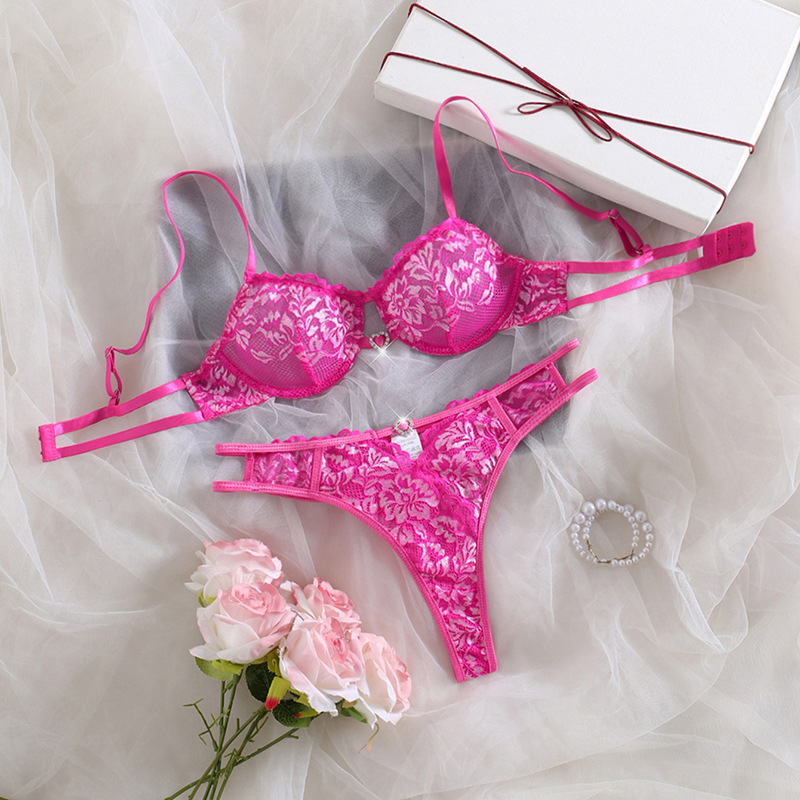 Sexy Bra Set European and American Cross-Border Sexy and Tempting Lace Female Flirting Plus Size Character Sexy Intimates Set