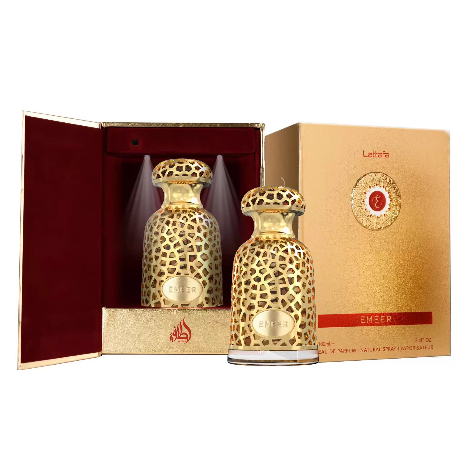 High-Quality Lattafa Emeer Perfume Gift Box with Light-Up Feature for Men and Women, Popular in the Middle East, Dubai, and Arab Countries