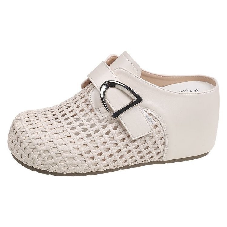 9cm de altura dentro de las zapatillas de media cabeza para mujeres verano 2026 nuevo pequeño hueco de fondo grueso tejido respirado zapatillas frías image 6