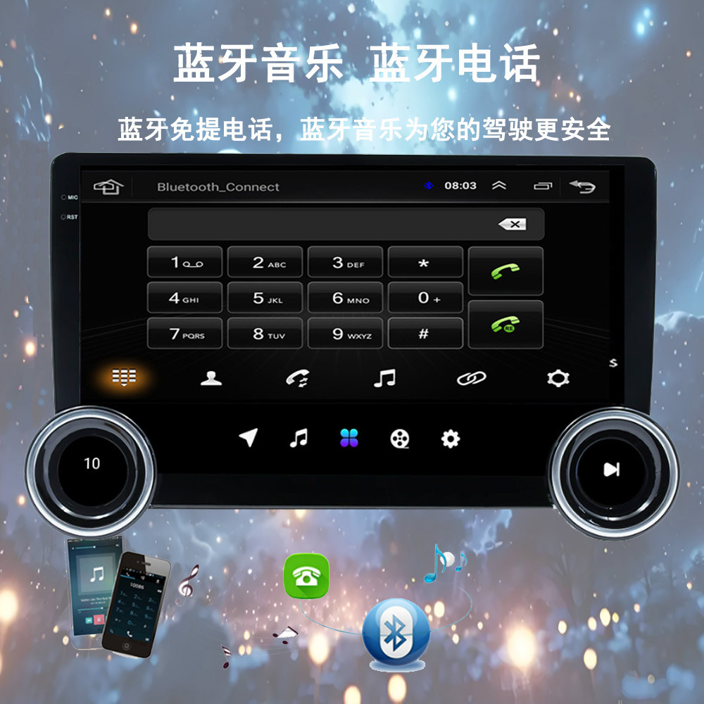10.1inch Android Central Control Large Screen Navigation Bluetooth Dual Knob Car Gps Player
