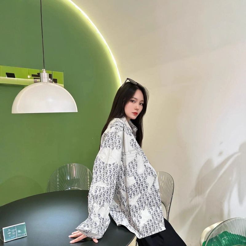 高品质D家新款牛仔外套衬衫满身提花满印联名男女同款长袖衬衣外|undefined