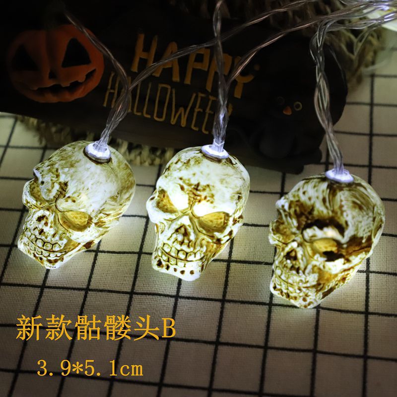 Nuevos productos transfronterizos creativos fantasma calabaza string decoración de Halloween batería escena festiva decoración de fiesta string de luces de colores