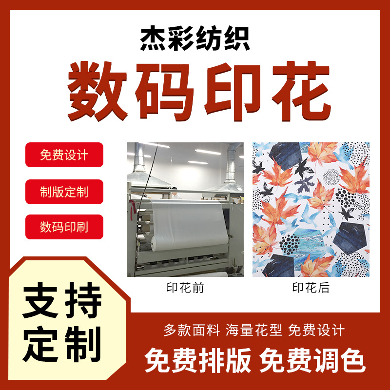 数码印花来样定制30D绒雪纺牛津布布料涤塔夫女装裙子蕾丝丝带