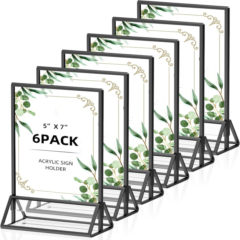 Silver Photo Frame Acrylic Sign Stand Black Double-Sided Frame Menu Wedding Table Digital Photo Frame with Detachable Parts Silver Photo Frame Acrylic Sign Stand Black Double-Sided Frame Menu Wedding Table Digital Photo Frame with Detachable Parts