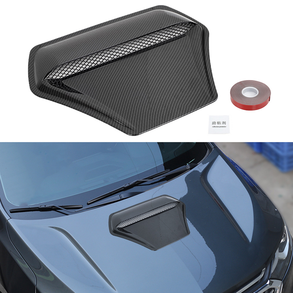 Car Modification Supplies Hood Fake Air Outlet Bright Black Decorative Air Outlet Personalized Carbon Pattern Car Body Sticker