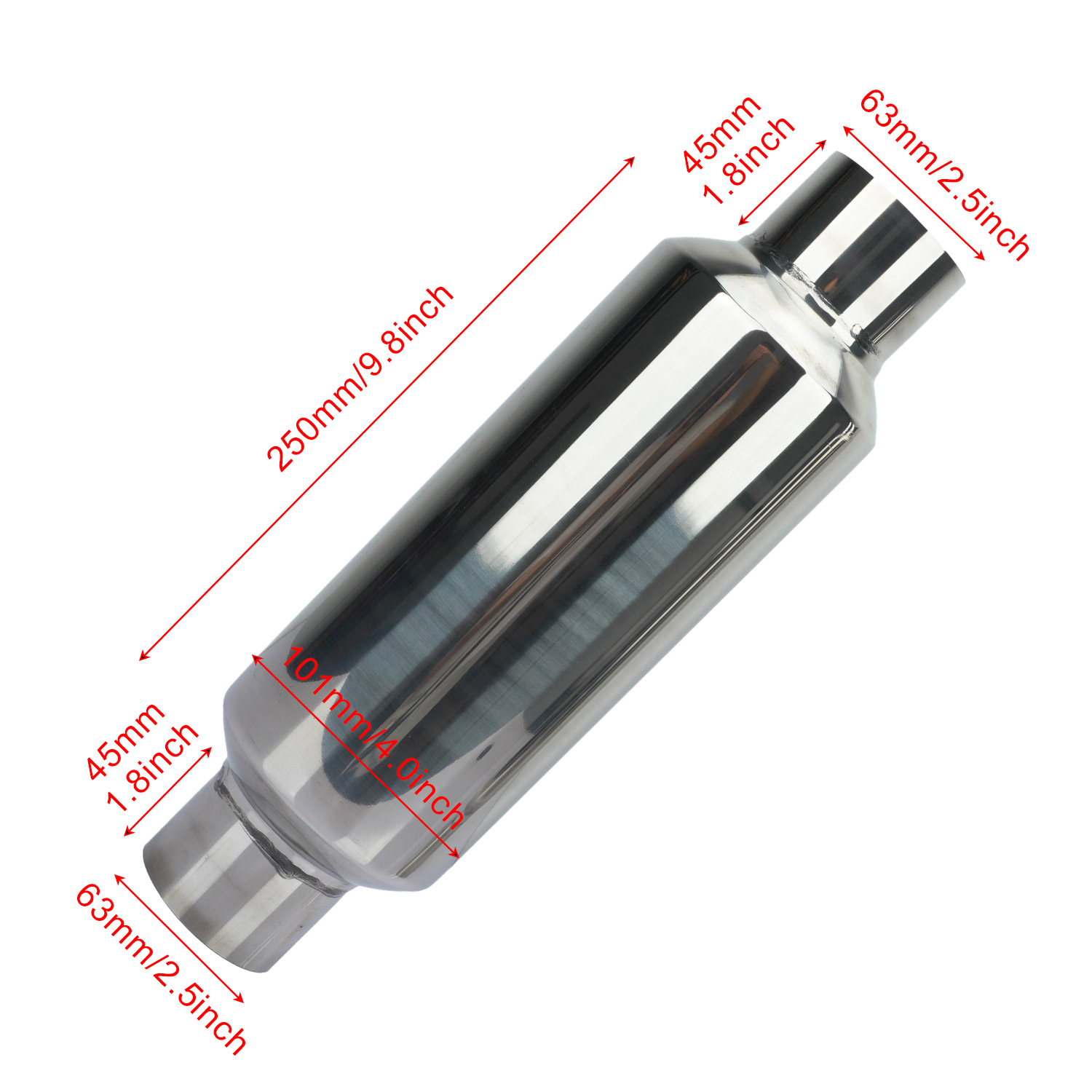 Silencer Direct Exhaust Bright Silver Decorative Silencer Universal Car Stainless Steel Exhaust Pipe Modification Parts Cross-Border