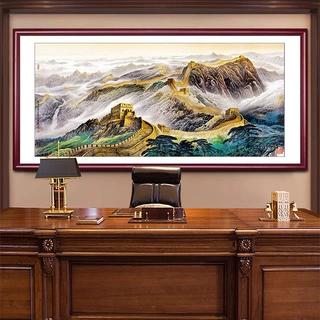 万里长城办公室大幅字画山水画靠山图中式客厅沙发背景会议室挂画