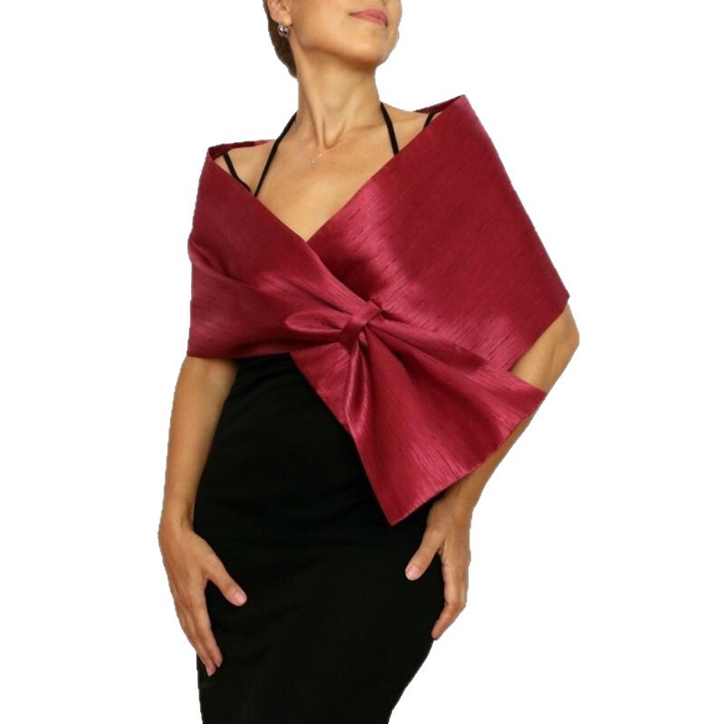 Bride's Toast Dress, Dinner Party with Shawl, Welcome Etiquette Lady Dress Accessories, Short Long Silk Scarf, Sun Protection Clothing