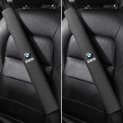 Seat belt shoulder pad – protective cover - bmw-round-label-50cm-suede-a-pair-of-noble-black-shoulder-pads