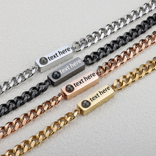 情侣男女款彩色照片定做纳米投影珠不锈钢刻字手链闺蜜节日礼物