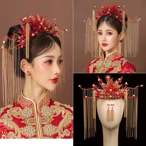 Phoenix headdress chinese wedding bridal XiuHe Empress queen cosplay hair crown tire bride  hair comb hanfu deserve to act the role of