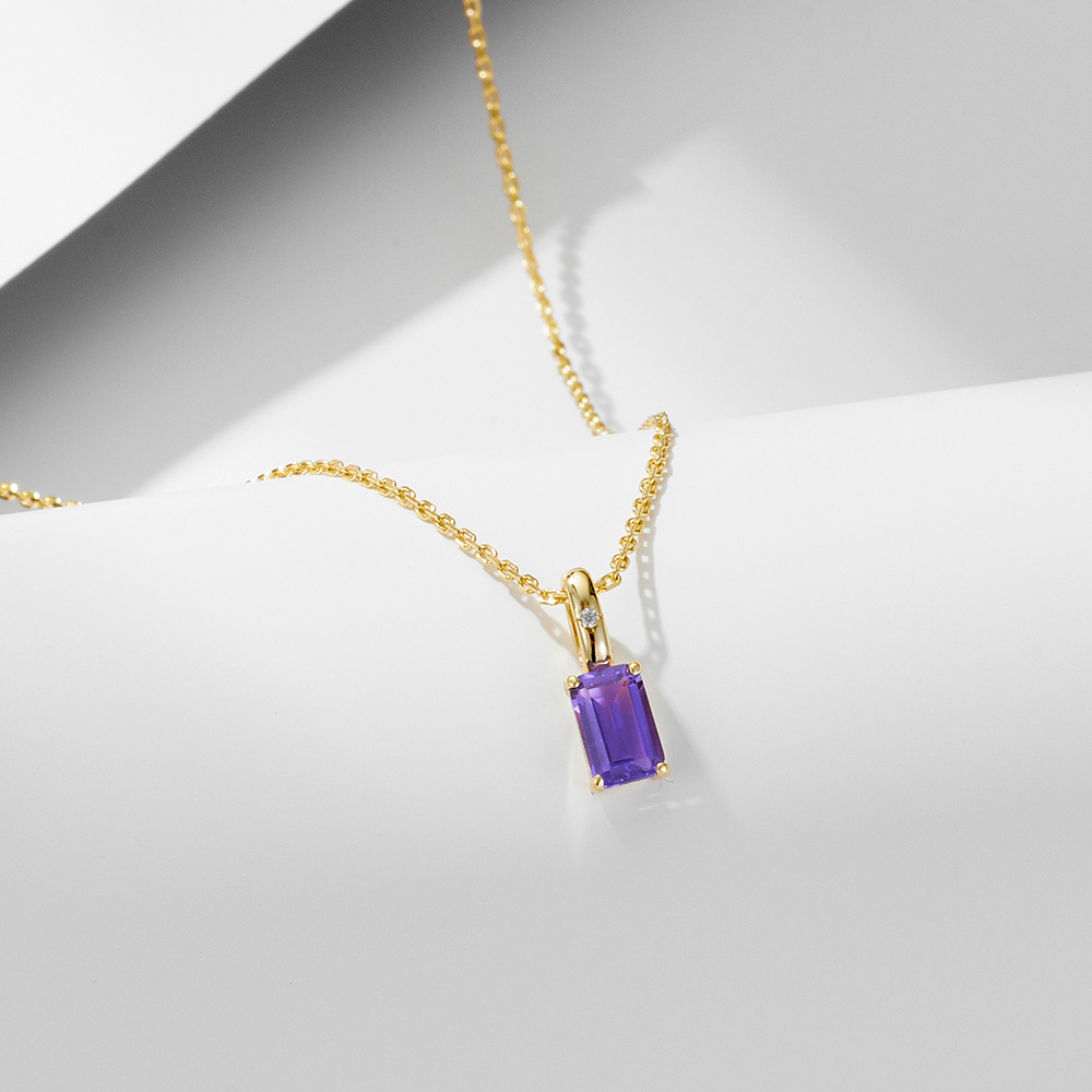 1 Piece Quantity Daily Occasion 925 Sterling Silver Crystal Inlay Rectangle Pendant Necklace