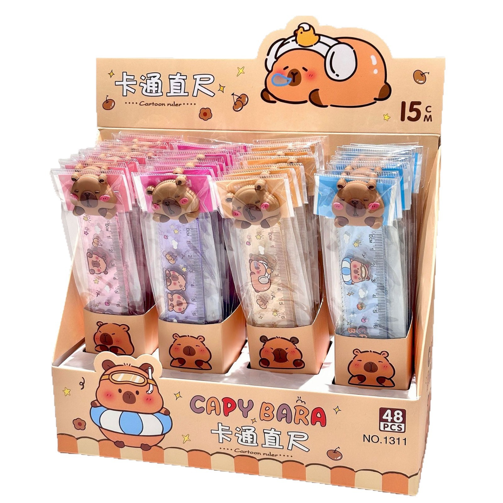 Kapibala regla de alto valor 15cm linda regla de goma blanda regla de dibujo papelería para estudiantes al por mayor transfronterizo