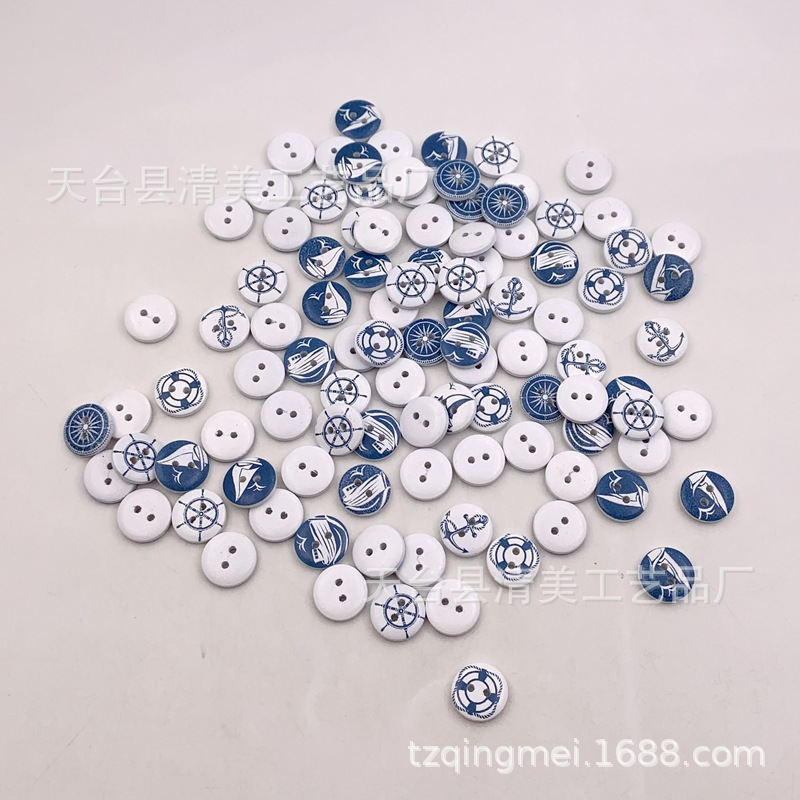 15mm tema náutico botones de madera materiales hechos a mano sobre fondo blanco botones navales proceso al por mayor 100 piezas por paquete