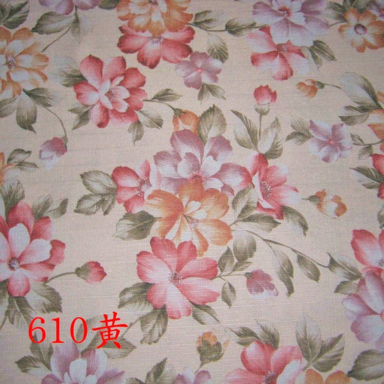 透气宽幅亚麻竹纤维装饰家纺面料十字格竹麻印花布2米8印花窗帘布