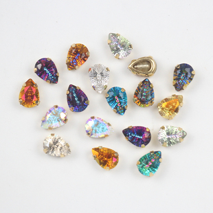 7*10mm Water Drop Millennium Hand-Sewn Diamond French Embroider Thickeneded Copper Electroplated Base Diamond DIY Material