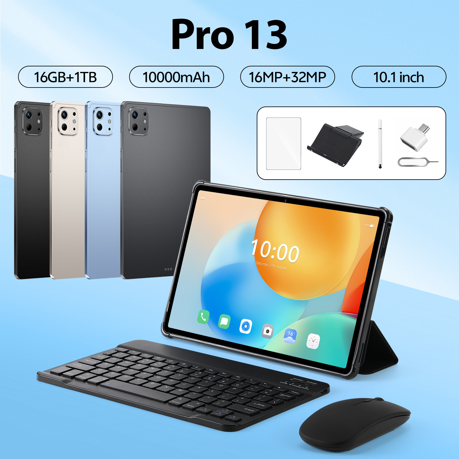 New Pro 13 Tablet 16+1Tb Dual Sim Dual Standby 10.1inch Large Screen Supports Otg