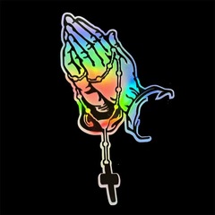 跨境外贸七彩镭射汽车贴纸珍珠念珠祈祷合手车窗玻璃摩托车贴装饰