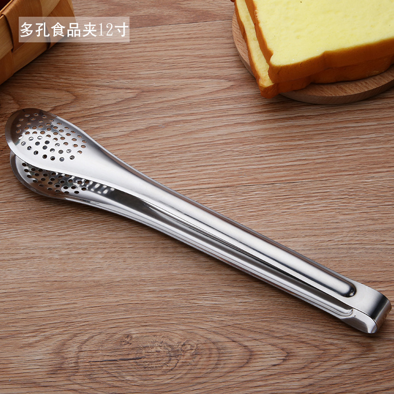 Clip de alimentos de acero inoxidable poroso a prueba de quemaduras multipropósito para pan de cocina de galletas herramientas de barbacoa de carne de acero inoxidable clip
