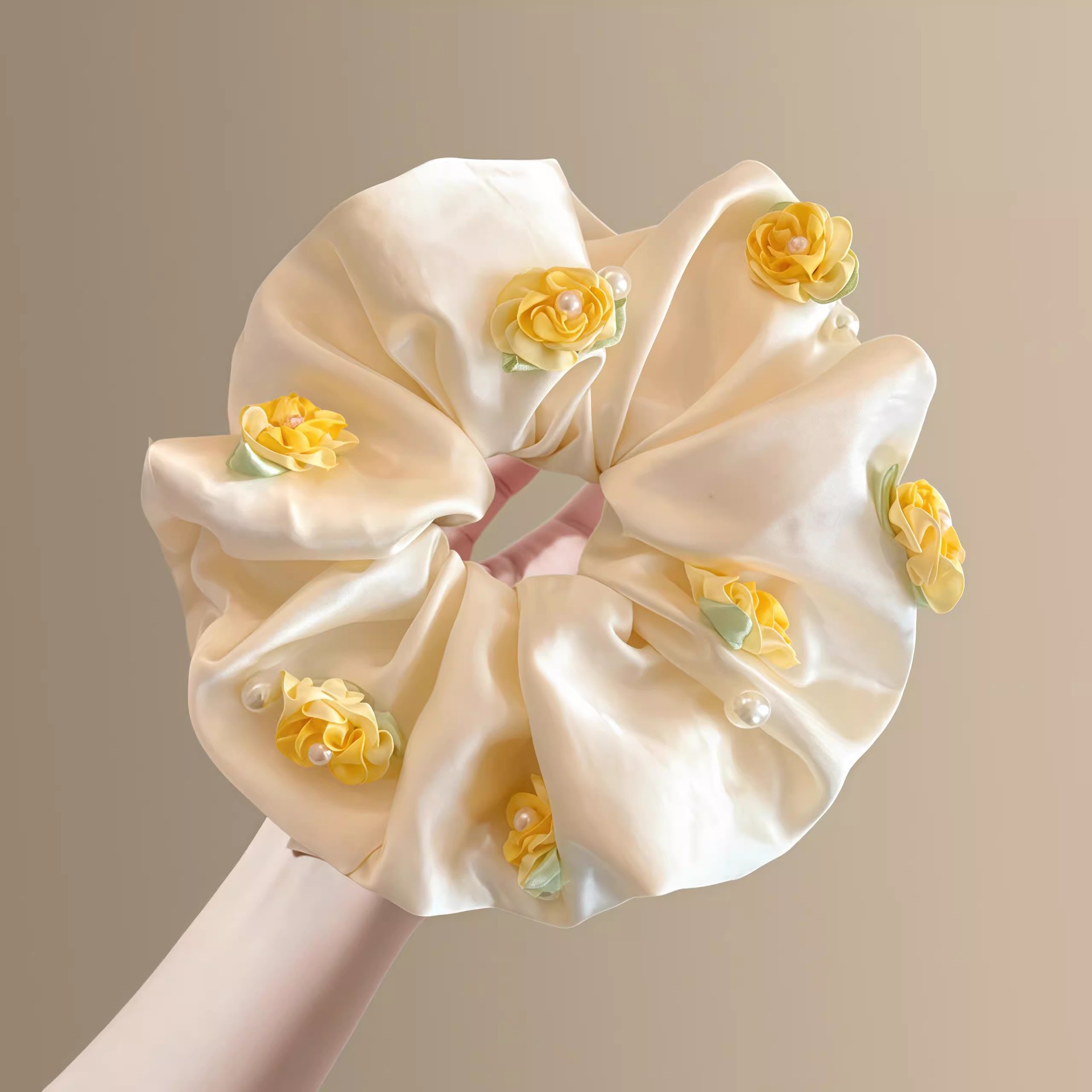 2026 nuevo estilo coreano super grande anillo de pelo intestino grande niñas de alto nivel de sensación de cabello de flores cuerdas de cabello de cordón de goma adornos para el cabello