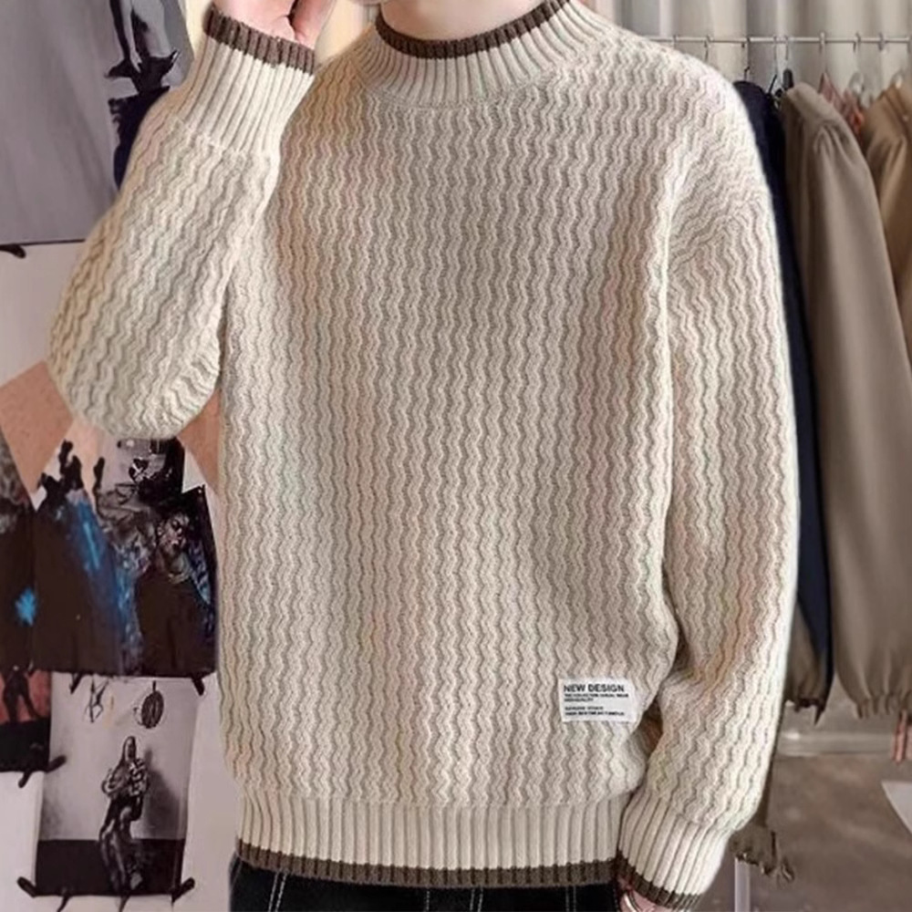 Half-turtleneck Pullover Sweater Men's Autumn and Winter 2024 All-match Loose Warm Top Interior Trendy Sweater