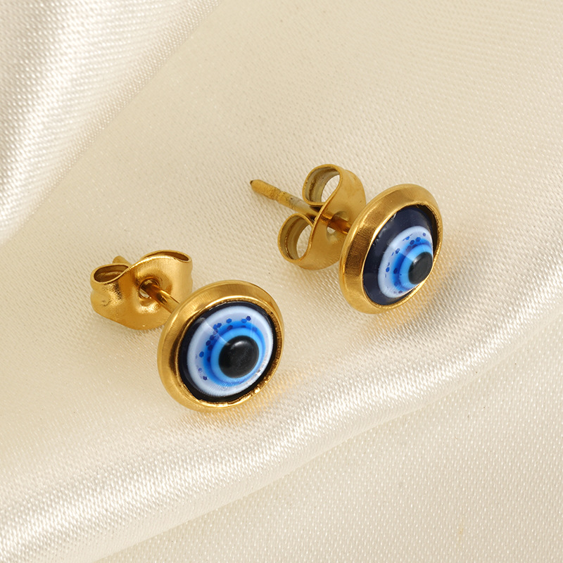 Fashion Eye Titanium Steel Enamel Plating Inlay Resin Rings Earrings Necklace