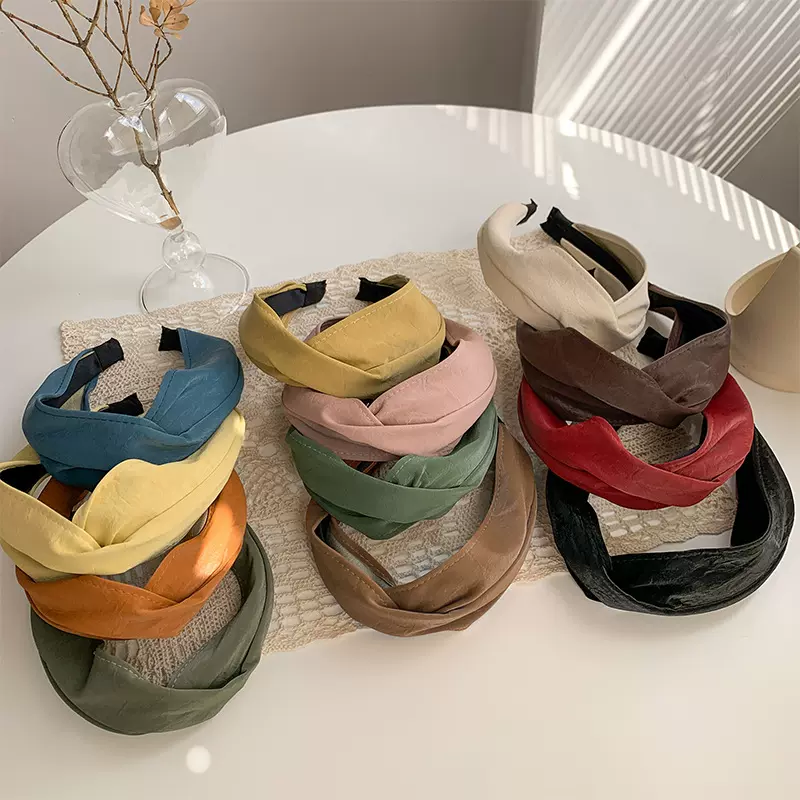 韩国软皮质超宽交叉头箍女百搭外出发箍简约洗脸发带压发网红头饰