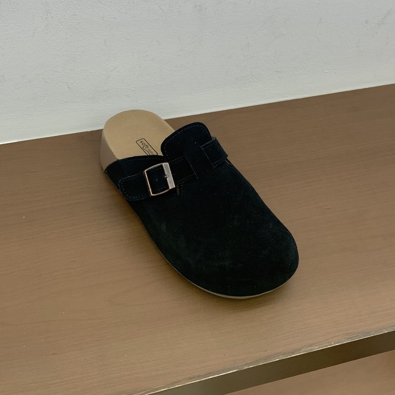 小个子厚底增高森系文艺风包头半拖鞋女外穿一脚蹬丑萌真皮勃肯鞋|undefined