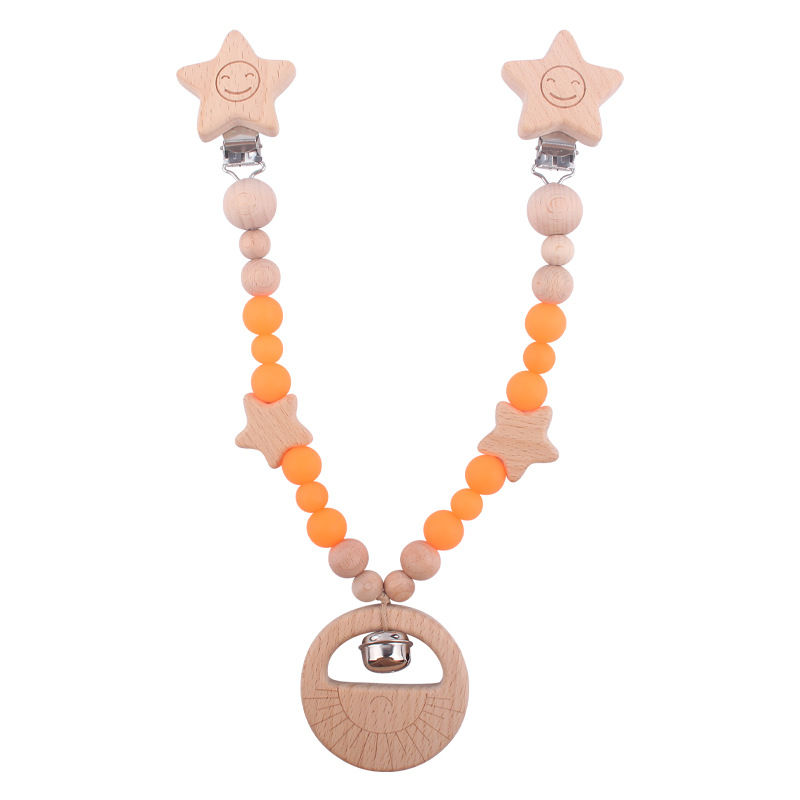 Nuevo bebé de dibujos animados de haya animal chupete clip calmante bebé mordida chupete cadena coche colgando mordedor conjunto de tres piezas