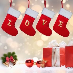 Hot Sale Christmas Stocking Christmas Decoration Embroidered Letter Knitted Christmas Stocking Letter Stocking Christmas Pendant Gift Bag