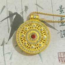 合金饰品八宝罗盘镶钻款吊坠项链女士小众高级感挂坠毛衣链锁骨链