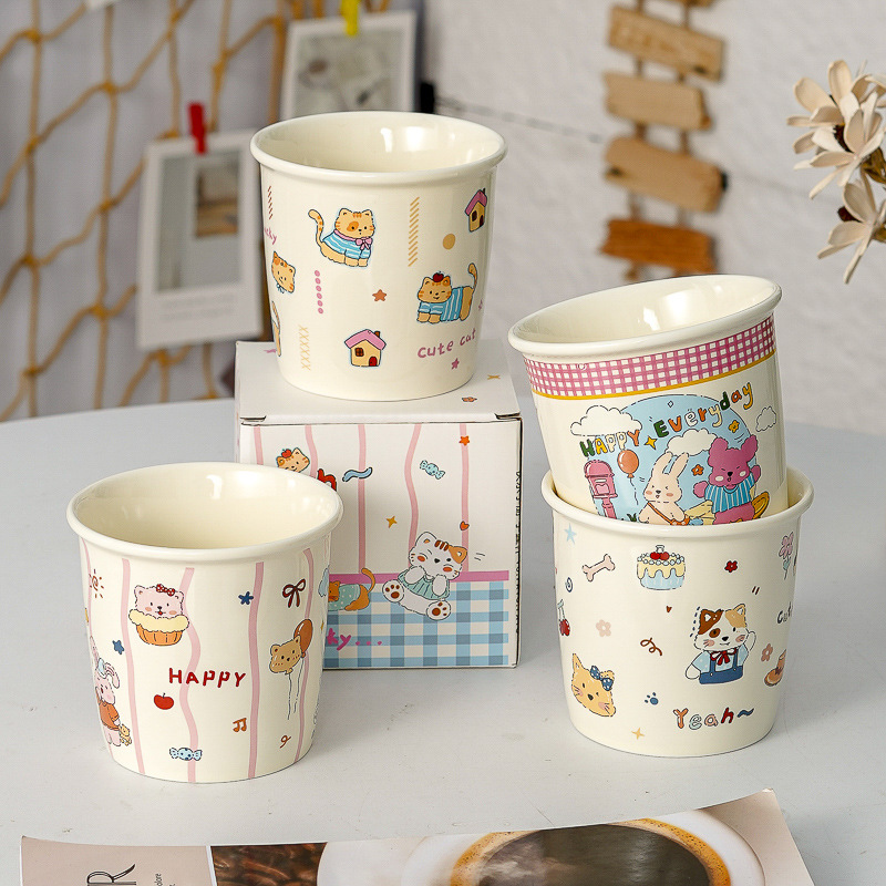 Super Nice Ceramic Cup for Home Use, Couple Water Cup, Girly Heart Cup, Heat-Resistant Large-Capacity Hand-Held Coffee Cup