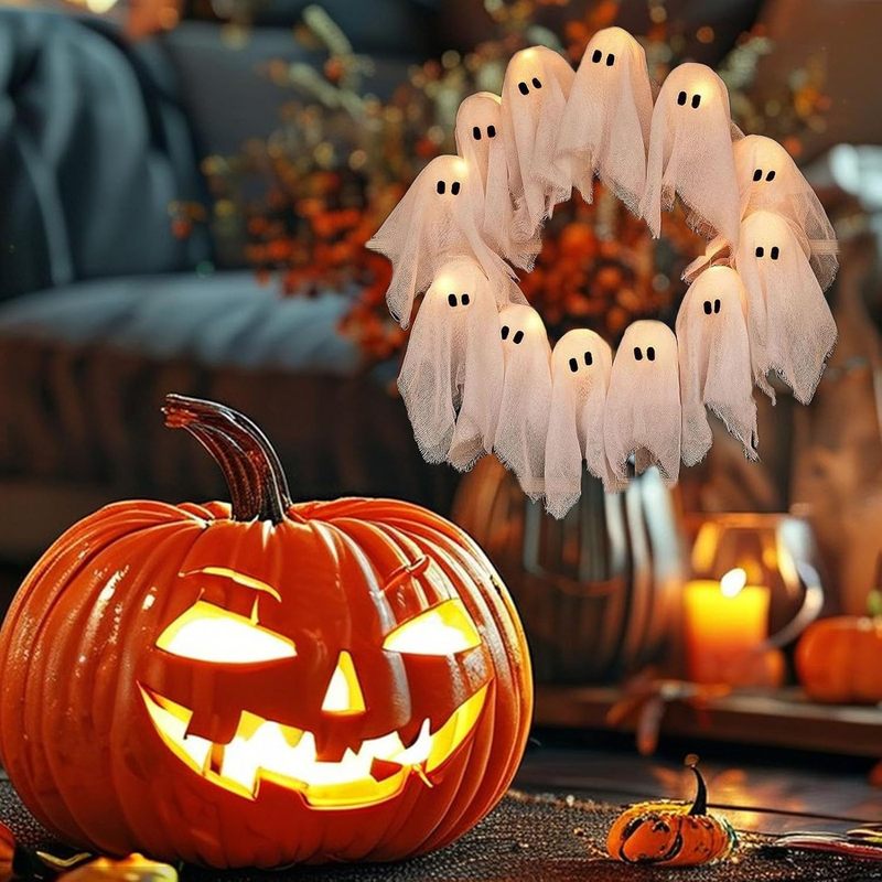 ハロウィン ゴースト リース。ライト ゴースト リースハロウィン ゴースト リース|undefined