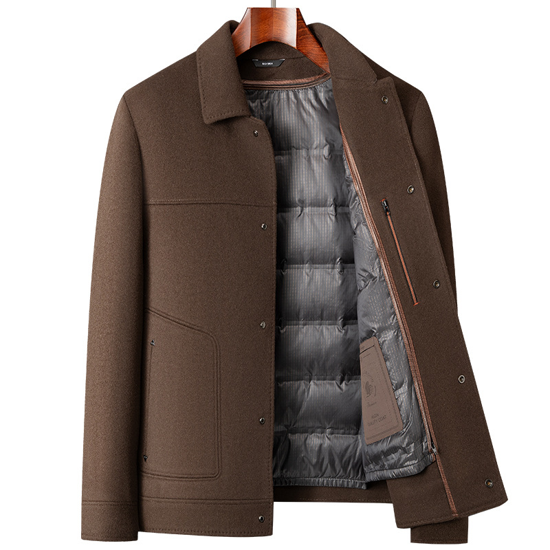 100% Sheep Wool Jacket Short Mens New Winter Thickened Down