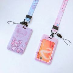 Cartoon Demon Slayer Student Card Holder Work ID Bus Card Subway Card Transparent ID Badge Chest Card String Version