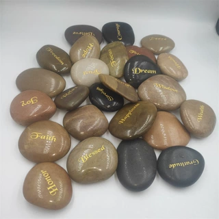 雨花石雕刻定制生产 原石任意文本雕刻烫金定制加工抛光雨花石