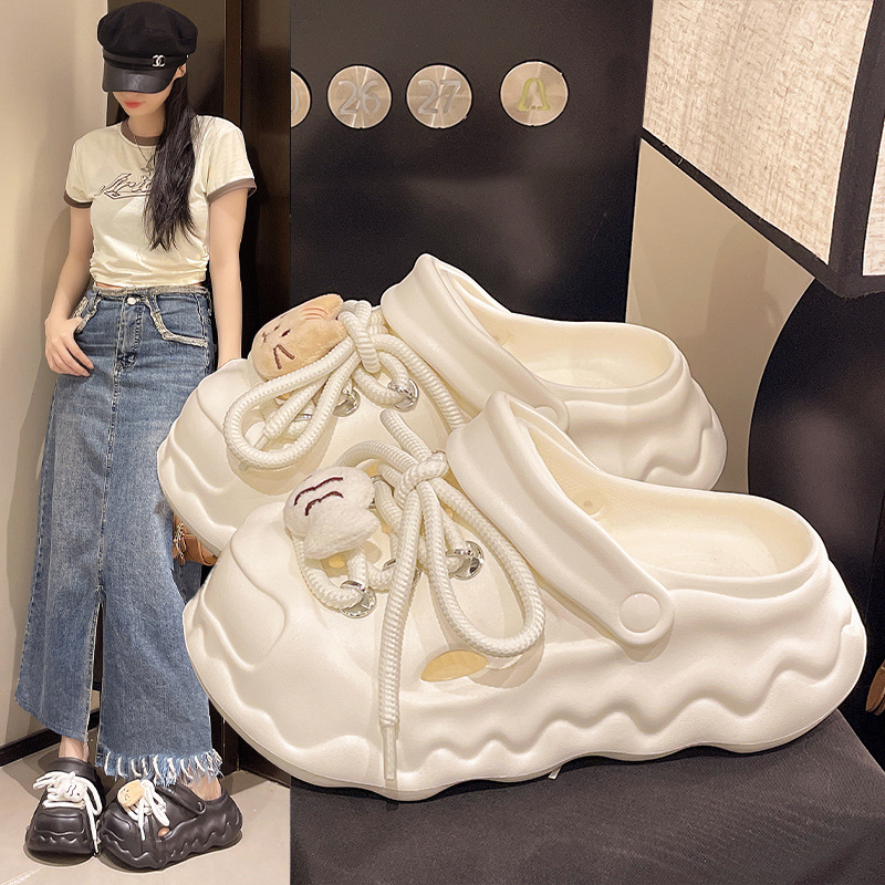 Cloud Clog Shoes 2025 Summer Women's Heart-Shaped Closed-Toe Two-Way Wear Cat Fish Strap Home Versatile Non-Slip Sandals Slippers