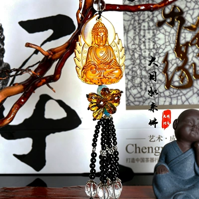 car jewelry Crystal Crafts a | Car hanging - great-sun-tathagata-buddha-yellow-pendant