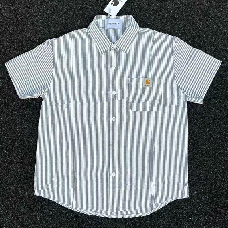 Carhartt Carhart New Embroidered Striped Short-sleeved Heavy Cotton Stacked Basic All-match High-end Shirt for Couples