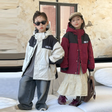 儿童羽绒服秋冬男女童装黑金自发热羽绒冲锋衣中大童夹克加厚外套