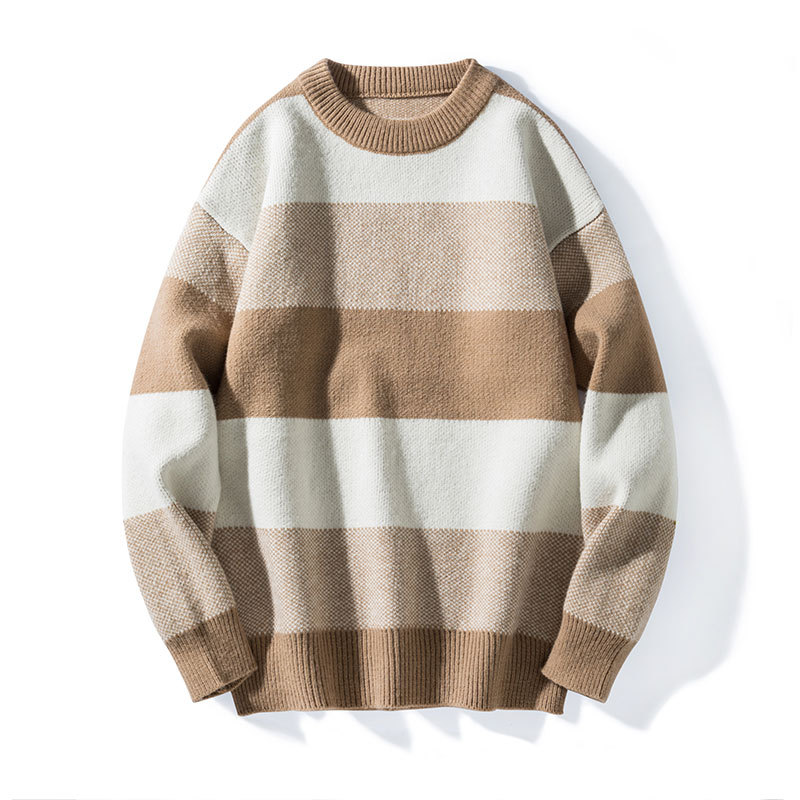 Men's Clothing winter sweaters loose and fashionable woolen clothes plus velvet bottoming shirts knitted sweaters_voghion.com
