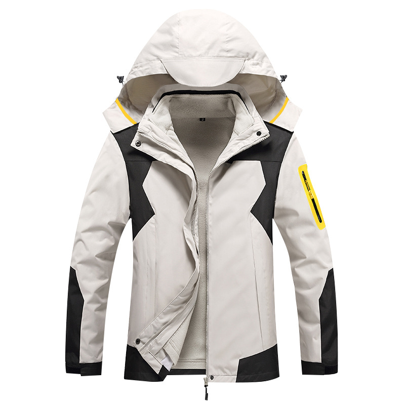 Chaqueta al aire libre tres en uno para mujer desmontable otoño e invierno con forro polar cálido traje de Montañismo a prueba de viento abrigo transpirable para hombres