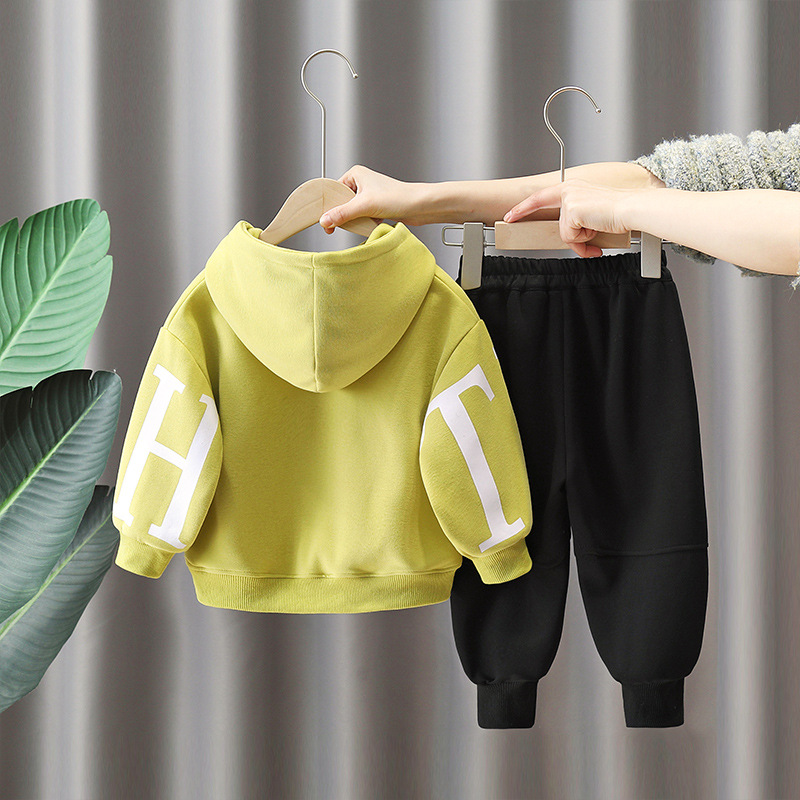 6155 traje de suéter para niños 2025 primavera y otoño nuevo estilo ropa de letras para niños bebé oso traje de otoño de dos piezas