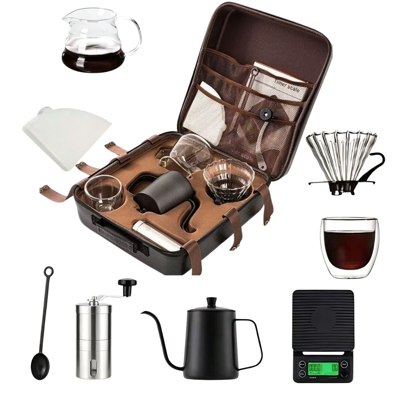 Set de Cafetera Manual Portátil para Acampar y Exteriores