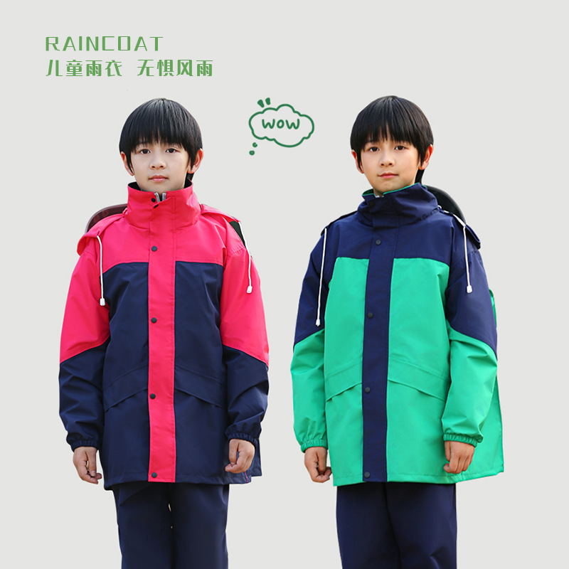 Impermeable para niños, traje de pantalón de lluvia, impermeable de cuerpo completo, estudiantes de primaria y secundaria van a la escuela, niños y niñas, mochilas escolares para niños grandes, poncho al por mayor